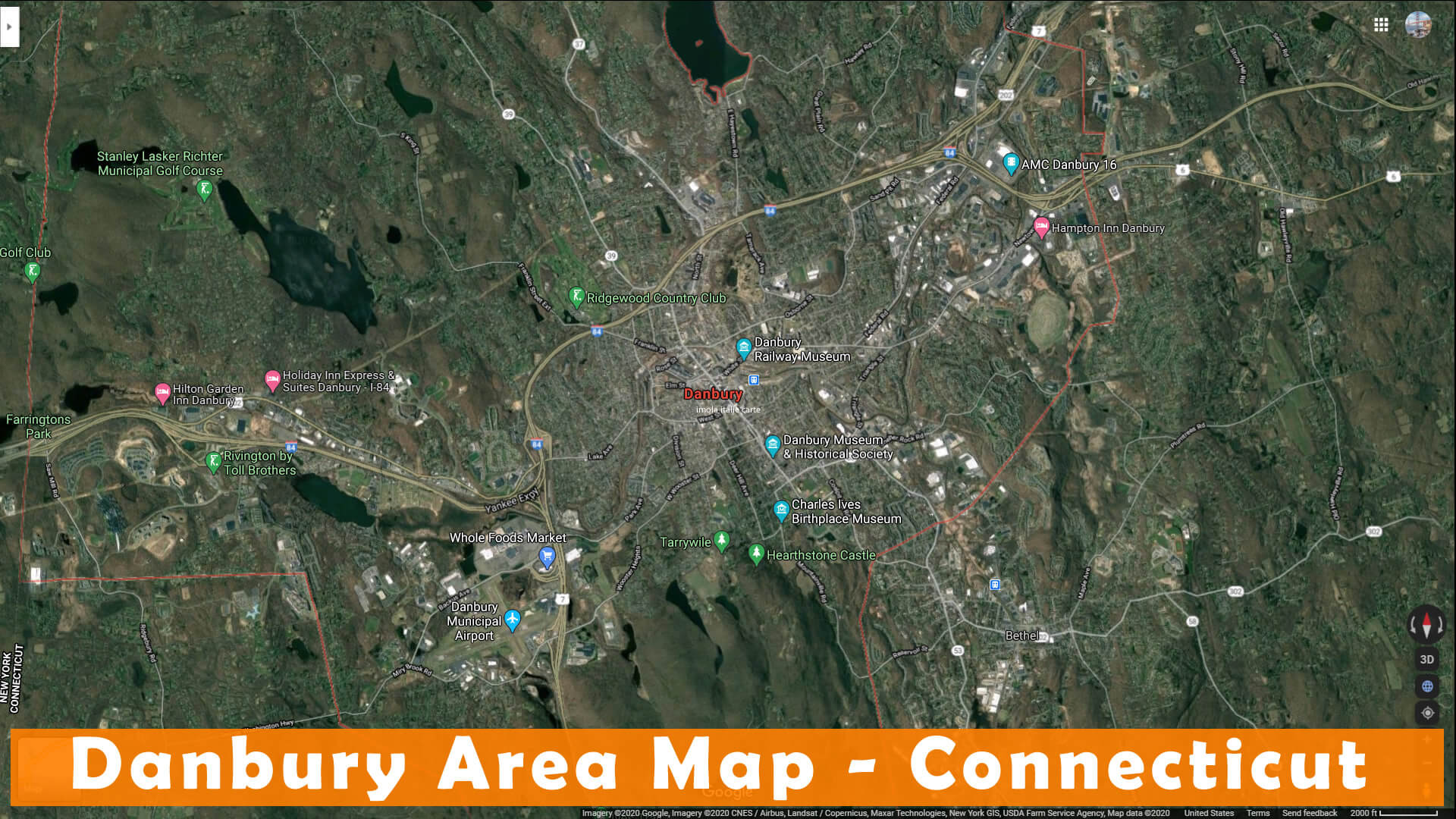 Danbury Area Map Connecticut
